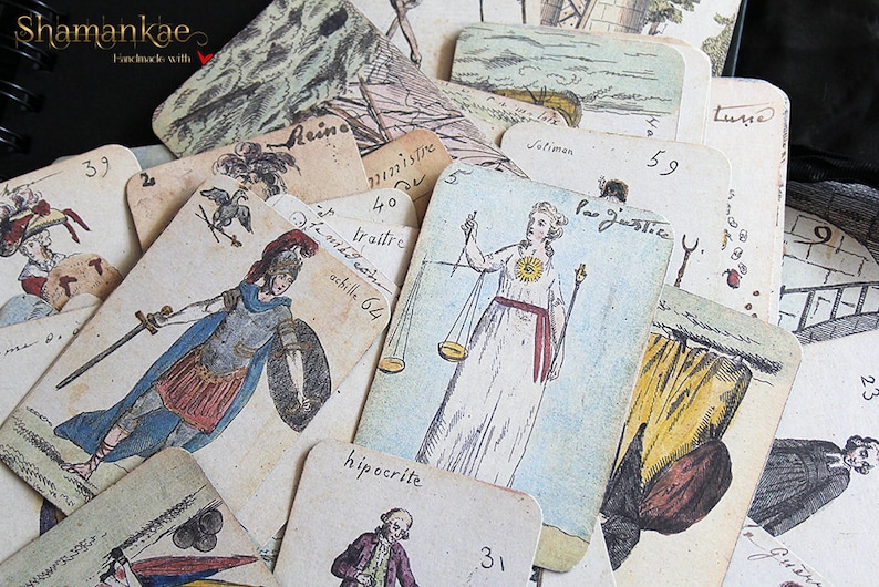 Cartes faites main, Jeu divinatoire révolutionnaire 1791, 66 cartes image 5