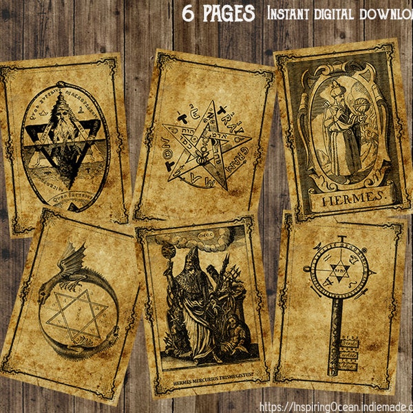 Occult, Book of shadows, Grimoire pages,  instant digital download, printable, 6 pages download