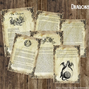 Dragones, Libro de las sombras, páginas Grimoire, descarga digital instantánea, imprimible