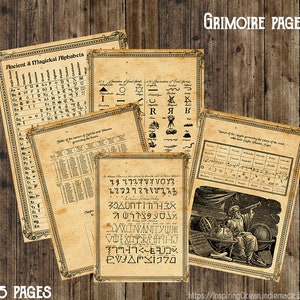 Book of shadows, Grimoire pages,  instant digital download, printable, 5 pages download