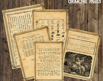 Grimoire Pages, Ancient Magic Alphabets, Sigils, Spirits (Digital Download)