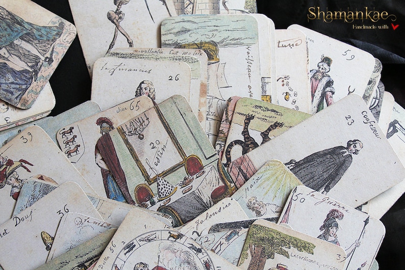 Cartes faites main, Jeu divinatoire révolutionnaire 1791, 66 cartes image 2