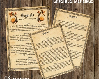 Crystal meanings instant digital download, printable, 26 pages download