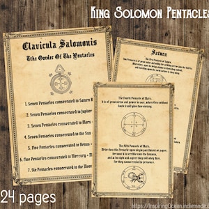 King Solomon pentacles & meaning instant digital download, printable 24 pages