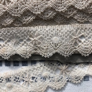 Vintage Crochet Cotton Lace Trim. Ivory. Early 20th Century. By the meter. Vintage Wedding. Vintage Sewing Trims. Craft Journal. DV03