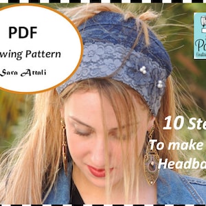 How To Sew Your Denim Headband Bandana Tichel Pattern Hair Snood Head Covering PATTERN Jewish Headcovering Scarf Bandana Apron