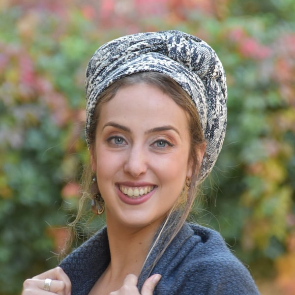 Ebony and Ivory Headscarf TICHEL, Hair Snood, Head Scarf, Head Covering, Jewish headcovering, Scarf, Bandana, Apron