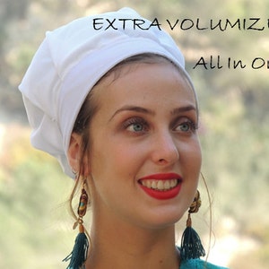 EXTRA VOLUMIZER - All In One Hat Boubou Bobo Great under Tichel, Head Scarves, Wigs, Chemo, Head Coverings Volumizing Hijab Headpiece Bun