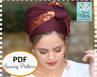 Blast Headscarf PDF Pattern How To Sew Your Tichel Pattern and Tutorial Instant Download Head Covering PATTERN Jewish Headcovering