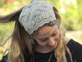Stunning Cream Lace Headband Bandana, Tichel, Head Covering,scarf, Half Coveing, Pre-tied,loss Hair product logo