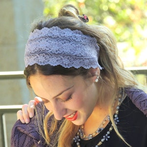 Double Lace Sweetness Old Purple Headband Bandana, Tichel, Head Covering,scarf, Half Coveing, Pre-tied,loss Hair