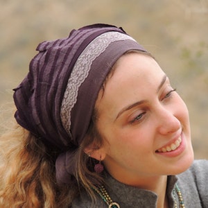 Special Purple Stripes Headband ,bandana,tichel,Hair Snood, Head Scarf,Head Covering,jewish headcovering,Scarf,Bandana,apron