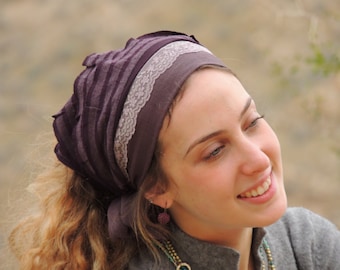 Special Purple Stripes Headband ,bandana,tichel,Hair Snood, Head Scarf,Head Covering,jewish headcovering,Scarf,Bandana,apron