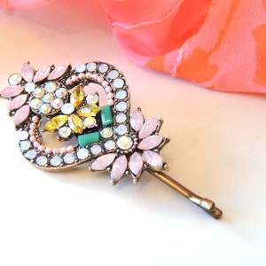 Regal Vintage Haarnadel, glänzende bunte Steine Haarspange, Gold Haarnadel, Vintage Pin Bobby Pins, Vintage Haarspange, Braut Haarspange