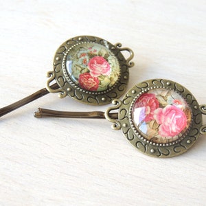 TWO Vintage Victorian Floral Hair Pins Handmade Antique Jewelry , Bridal Hairpins, Veil,  Jewelry, Accessories, Hair pins, Bobby Pins