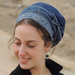 Sweet Jeans Sinar Tichel,Hair Snood, Head Scarf,Head Covering,jewish headcovering,Scarf,Bandana,apron