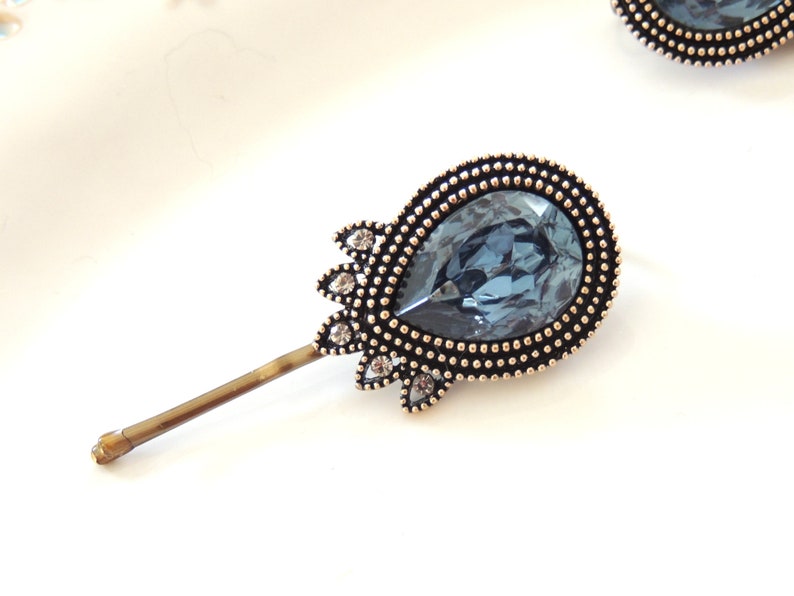 Vintage Blue Stone Handmade Antique Jewelry Bridal Hairpin Etsy