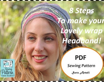 How To Sew Your Wrap Headband Bandana Tichel Pattern Hair Snood Head Covering PATTERN Jewish Headcovering Scarf Bandana Apron