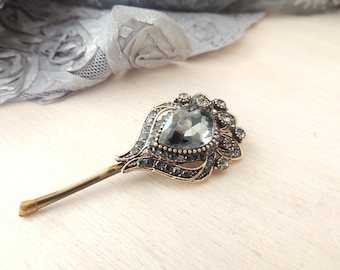 Imperial Sparkle Grey Handmade Hair Pin, Antique Jewelry , Bridal Hairpin, Veil,  Jewelry, Accessories, Hair pin, Bobby Pin