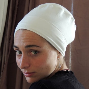 White Volumizer & Anti Slip Headband-NEW-All In One Hat-Great under Head Scarves, wigs, Chemo, Head Coverings Volumizing Hijab Headpiece image 4