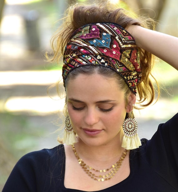 Elora Fetching Headband Handmade, Bandana, Tichel, Chemo, Hair Snood, Head Scarf, Head Covering, Jewish Headcovering, Bandana, Loss Hair