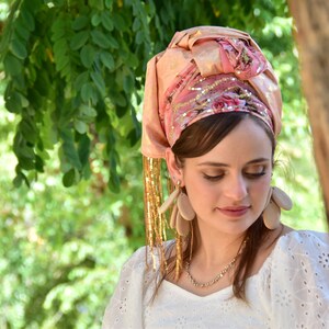 Kedem Treasure Tichel, Hair Snood, Head Scarf, Head Covering, Jewish Hair Covering, Scarf, Bandana, Apron, Chemo, Headwrap, Volumizer image 6