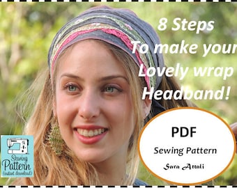 Pattern Wrap Headband Tichel Bandana of my Favorite & Beloved Hair Snood Head Covering PATTERN Jewish Headcovering Scarf Bandana Apron