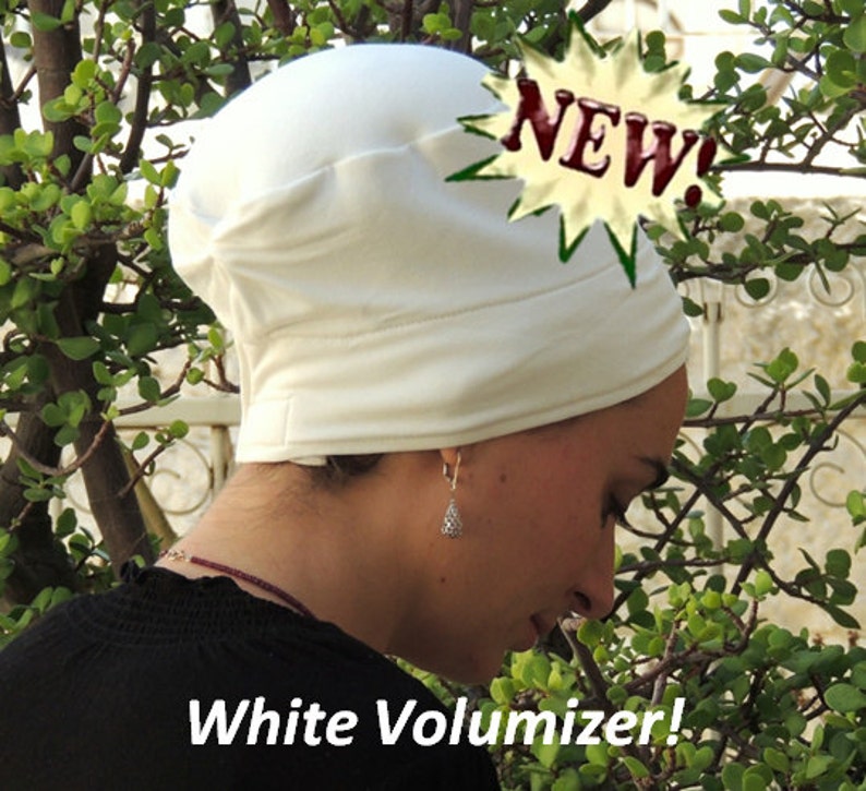 White Volumizer & Anti Slip Headband-NEW-All In One Hat-Great under Head Scarves, wigs, Chemo, Head Coverings Volumizing Hijab Headpiece image 2