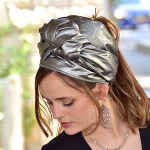 Yagel Silver Headwrap Tichel, Hair Snood, Head Scarf, Head Covering, Jewish Head covering, Scarf, Bandana, Apron, Chemo, Loss hair, Pashmina image 1