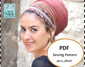 How To Sew Your HEADSCARF TICHEL Snood Tichel Pattern and Tutorial Instant Download Hair Snood Head Covering PATTERN Jewish Headcovering