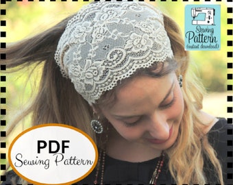 Lace Headband PATTERN How To Sew Your Lace Bandana PDF Hair Snood Head Covering PATTERNS Jewish Headcovering Headscarf Bandana Apron