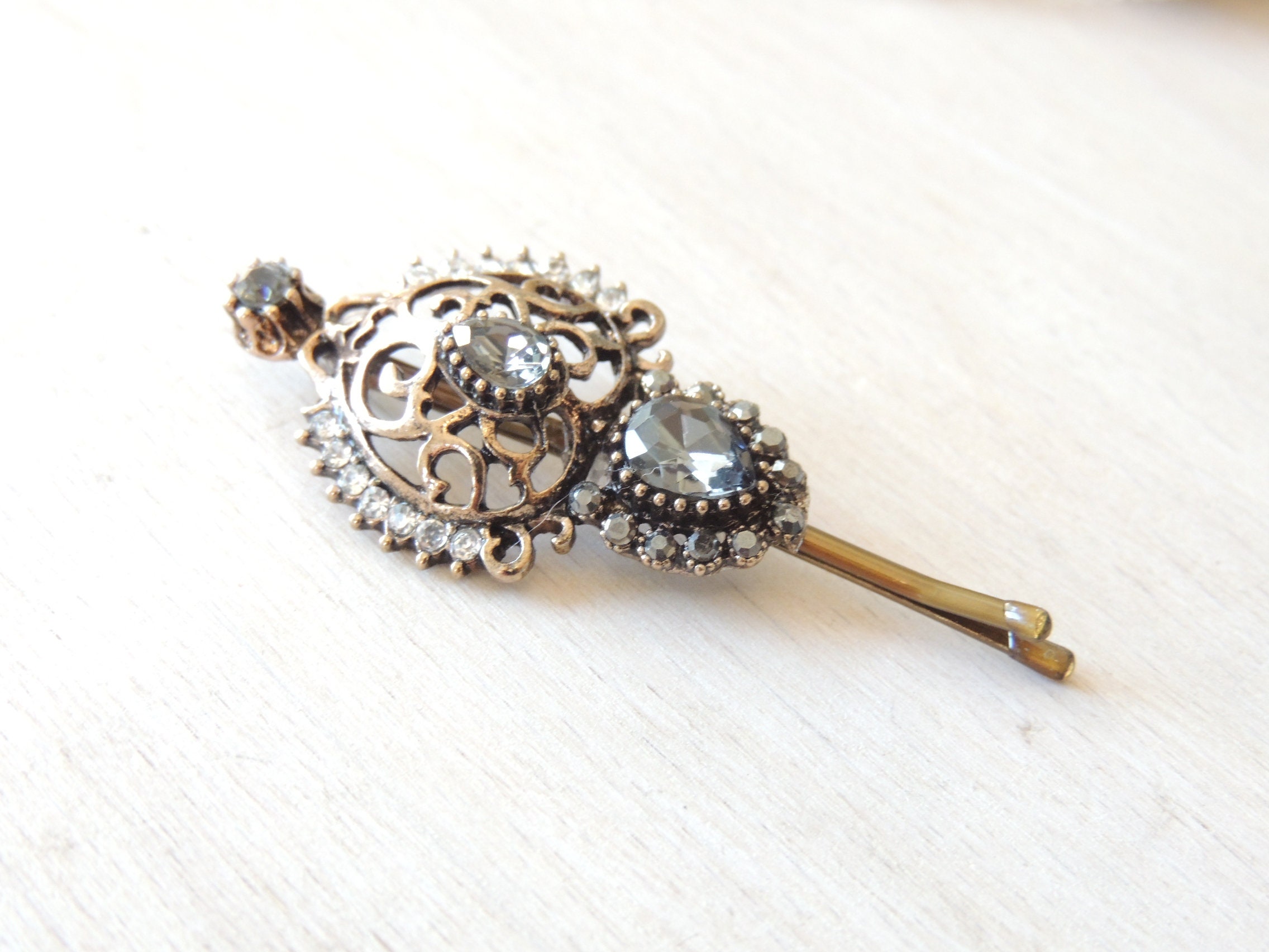 Vintage Grey Antique Style Hair Clip Bridal hairpin Jewelry Etsy