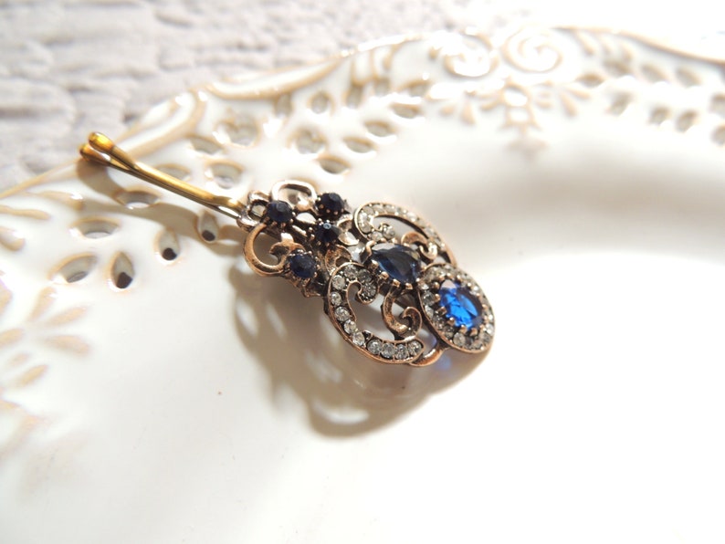 Blue Vintage Antique Style Hair Pin Bridal Hairpin Jewelry Etsy