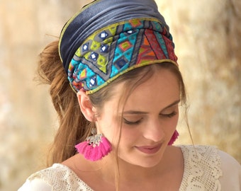 Laura Rainbow Headband, Amazing Bandana, Tichel, Hair Snood, Head Scarf, Head Covering, Jewish Headcovering, Scarf, Bandana, Apron