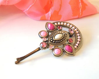 Radiance Vintage Hair Pin, Shiny Rose stones Hair Clip, Bronze Hairpin, Vintage Pin  Bobby Pins, Vintage Hair Clip, Bridal Hair Clip