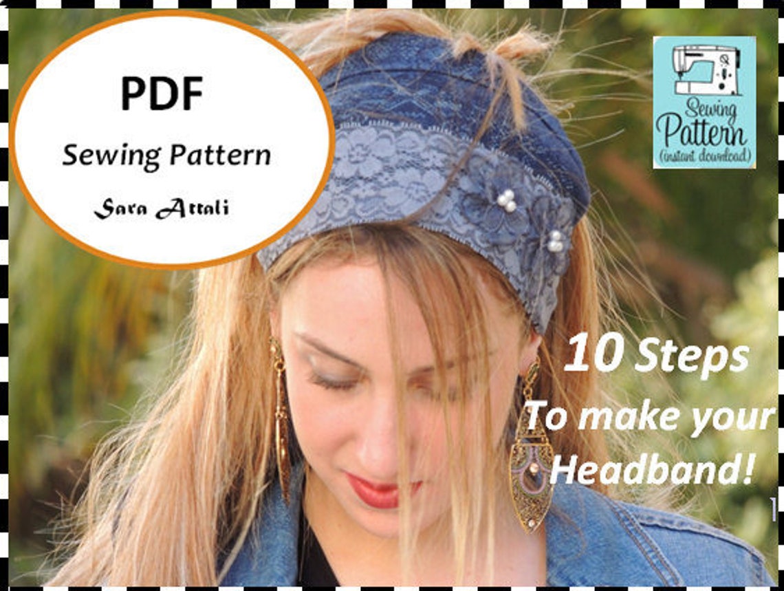 Denim Headband PATTERN How to Sew Your Ruffle Bandana Pattern Etsy