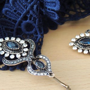 Vichy Hair Pin, Sparkle Blue Handmade Hair Pin, Antique Jewelry , Bridal Hairpin, Veil,  Jewelry, Accessories, Hair pin, Bobby Pin