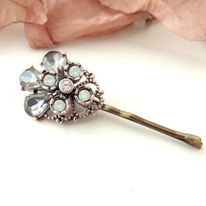 Sparkle White & Grey Braut Haarspange, Amazing Hair Pin. Spezielles Design Brosche, glänzende Haarspange, ethnischer Haarclip, Haarspange