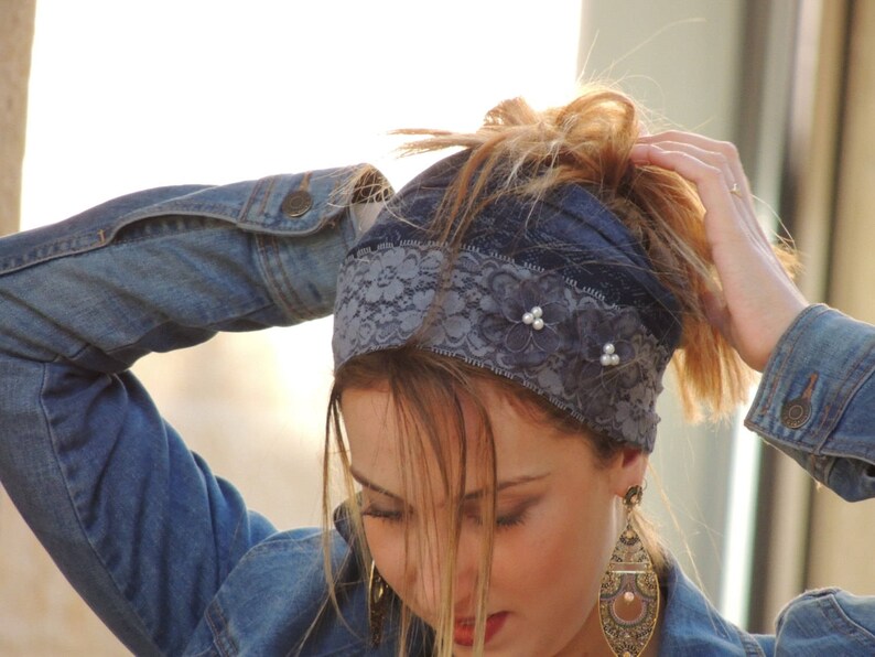 Denim Headband PATTERN How to Sew Your Ruffle Bandana Pattern Etsy
