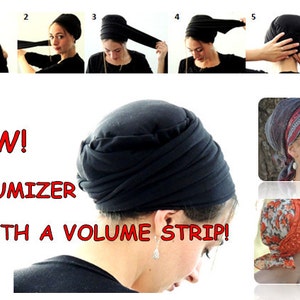 Volumizer & Volume Strip-NEW-All In One Hat, Great under Tichel, Head Scarves, Wigs, Chemo, Head Coverings Volumizing Hijab Headpiece Bun