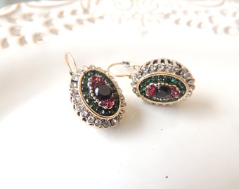 Boucles d’oreilles antiques originales de Dangle boucles d’oreilles suspendues, boucles d’oreilles de vieux modèle pour l’occasion spéciale, boucles d’oreilles vertes, boucles d’oreilles de concepteur, pour elle.