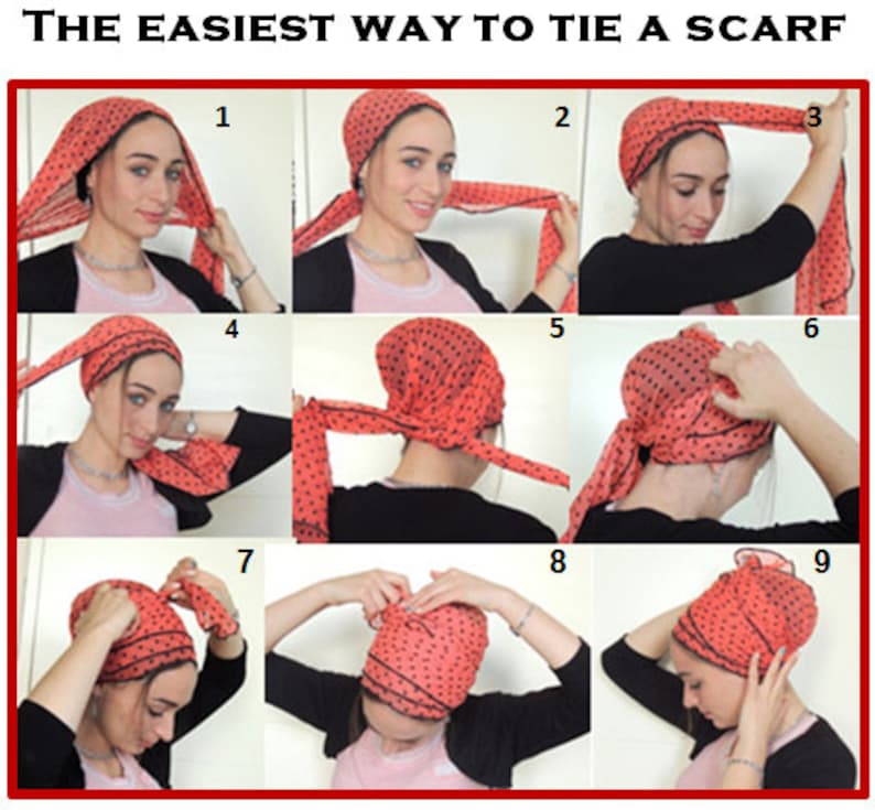 How To Tie My SCARF TICHEL,Hair Snood, Head Scarf,Head Covering,jewish headcovering,Scarf,Bandana,apron, Mitpachat,chemo, Hair Loss,Modesty image 1