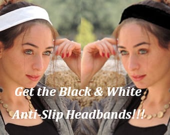 Two Non-Slip No Slip Headbands ,Great for tichel,tichel,head scarves, Wigs,Coverings, Slip On Headband, Turban, Yoga Headband, Hijab