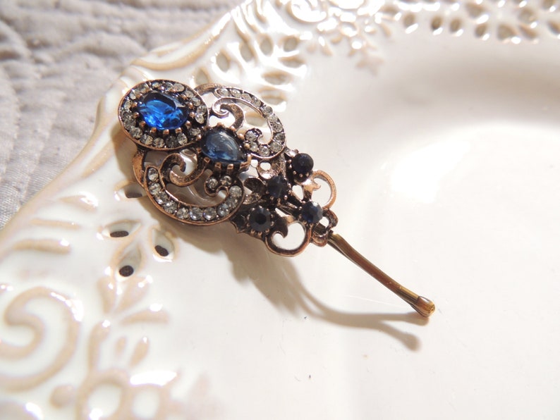 Blue Vintage Antique Style Hair Pin Bridal Hairpin Jewelry Etsy