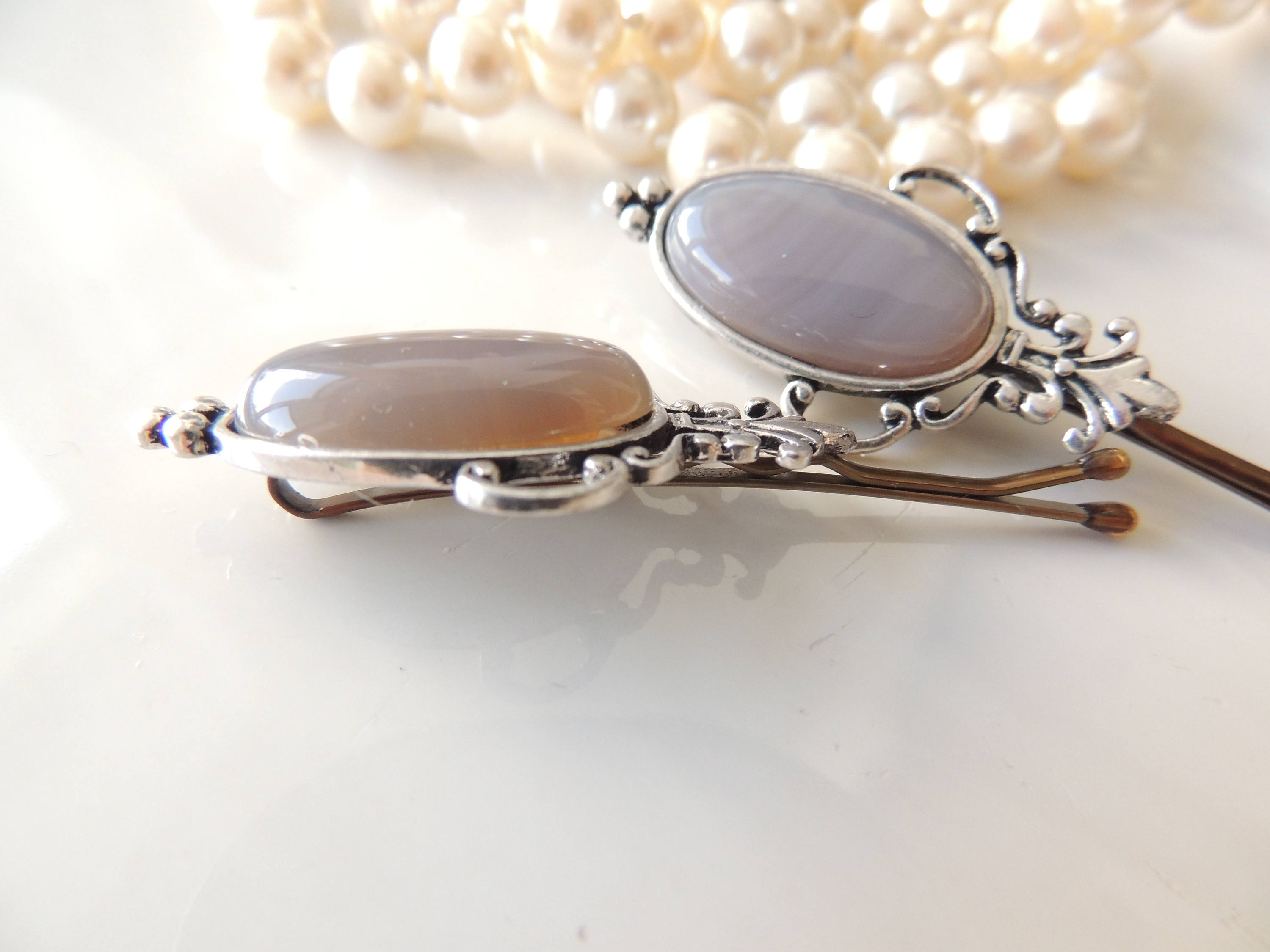 Grey Silver Vintage Bridal Hair Pin Hair Accessory jewelry Etsy