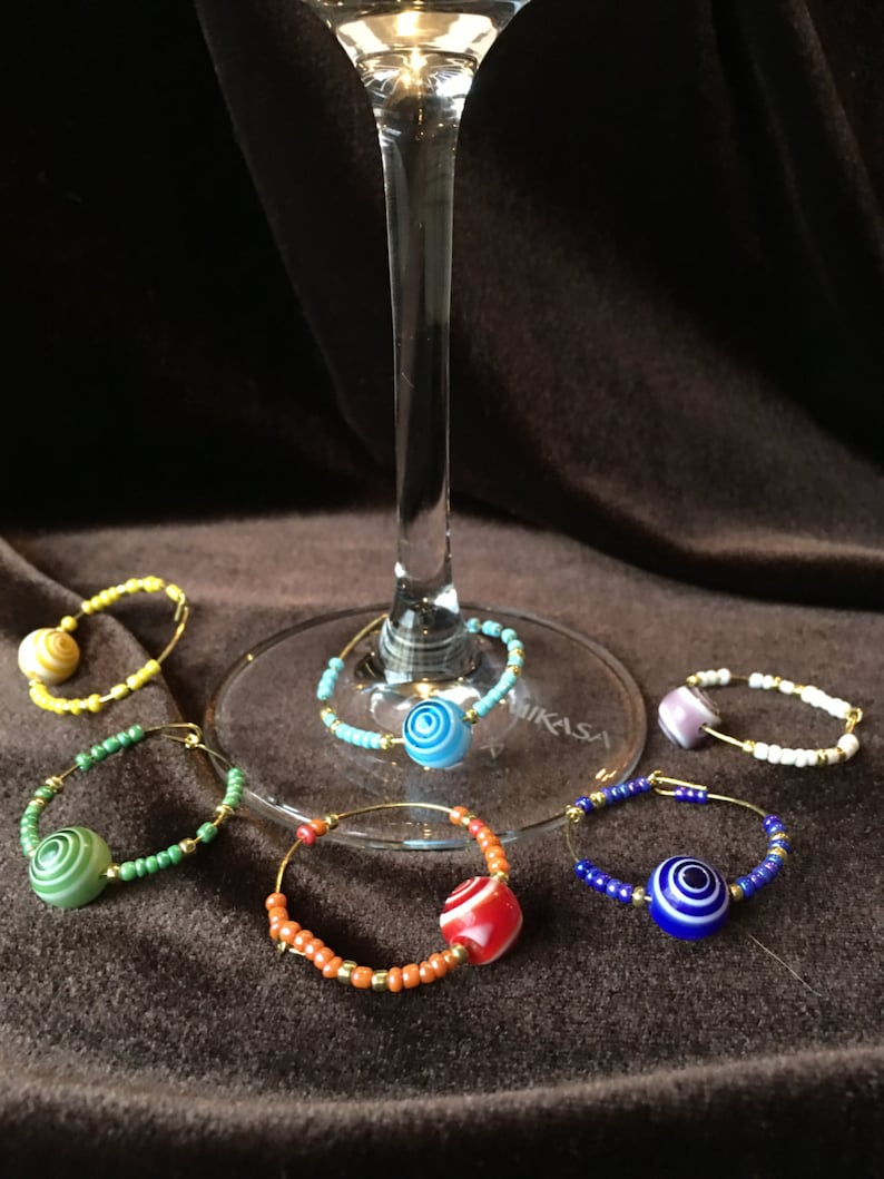 Wine Glass Markers Set of 6 Etsy