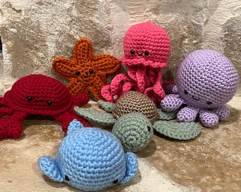 Colección de criaturas marinas // juguetes de crochet // amigurumi //