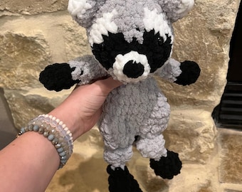 Rascal the raccoon  // crochet animal // amigurumi // snuggler // lovey