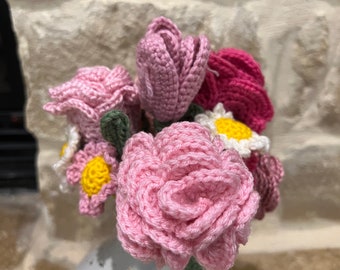 Ramo de flores de ganchillo // flores de ganchillo // amigurumi // rosa
