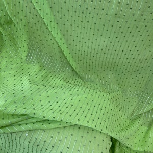 Exquisite Quality Silk Chiffon Hand Embroidered - ACID GREEN!!!